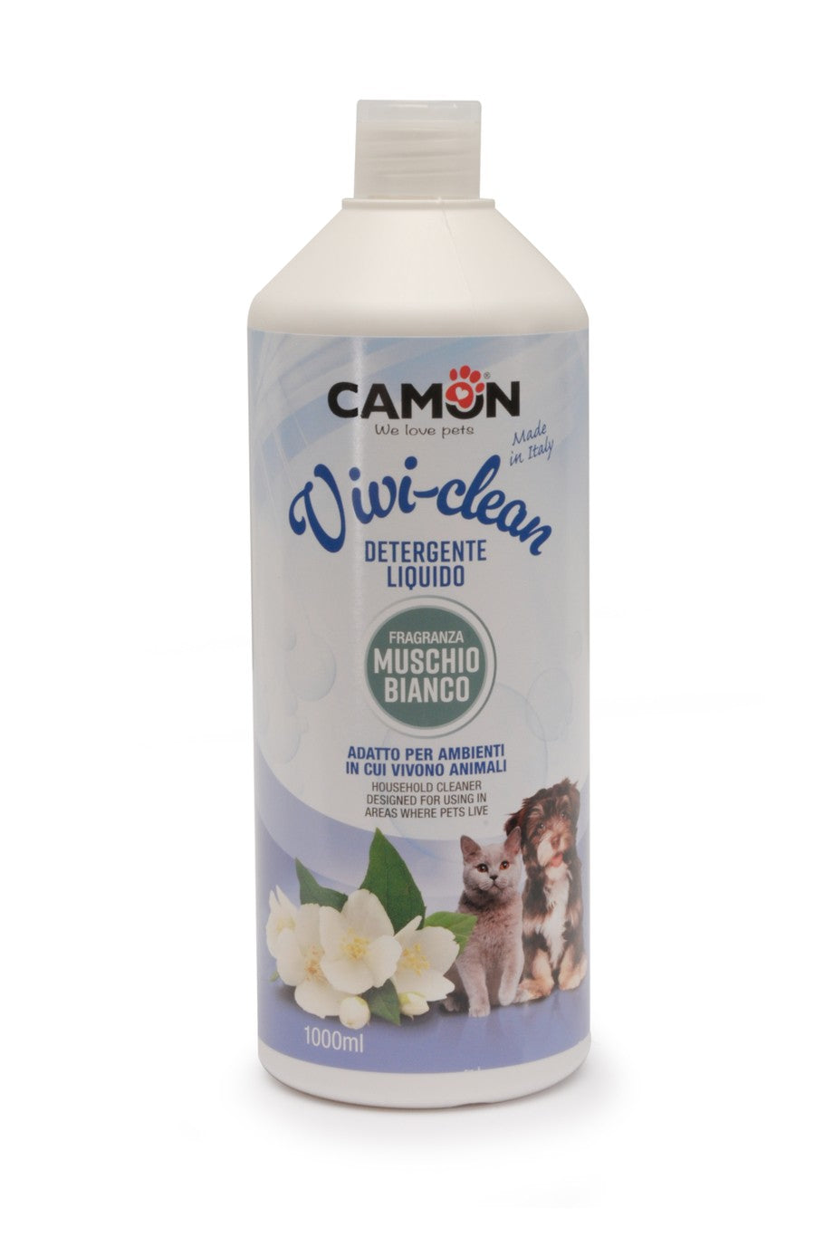 Detergente liquido Camon Vivi-clean muschio bianco 1000 ml per ambienti animali Detergente liquido Camon Vivi-clean muschio bianco 1000 ml per ambienti animali